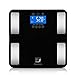 Excelvan Digital Body Fat Scale (Touch 400 lb,Tempered Glass Platform, Measures up to 7 Parameters Body Weight, BMI, Fat, Water, Calories, Muscle and Bone Mass) (four pole piece)