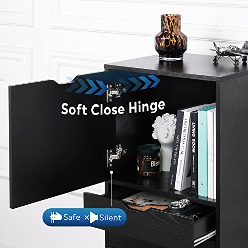 DEVAISE 5Drawer Wood Dresser with Top Storage, Mobile Chest of