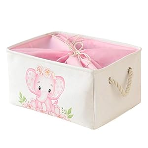 INough Baby Basket for Shower Gift Collapsible Storage Bins Pink Storage Basket for Kids , Baby Gift Basket Large Baby…
