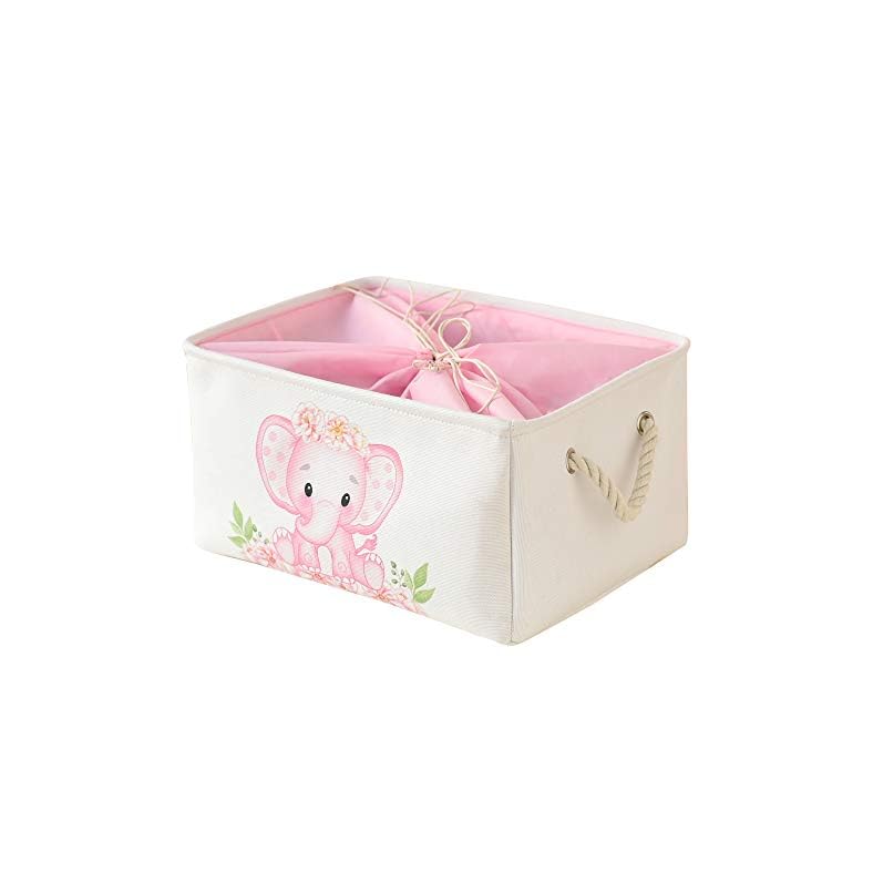 INough Baby Basket for Shower Gift Collapsible Storage Bins Pink Storage Basket for Kids , Baby Gift Basket Large Baby…