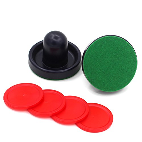 TOYMYTOY 4Pcs Air Hockey Pucks, 2 Pcs 76mm Paddles, Table Game Replacement (Dark Blue)