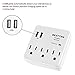 [4 Pack] BESTTEN Wall Surge Protector with 2 USB Charging Ports and 3 AC Outlets, 15A/125V/1875W, ETL Certified, White
