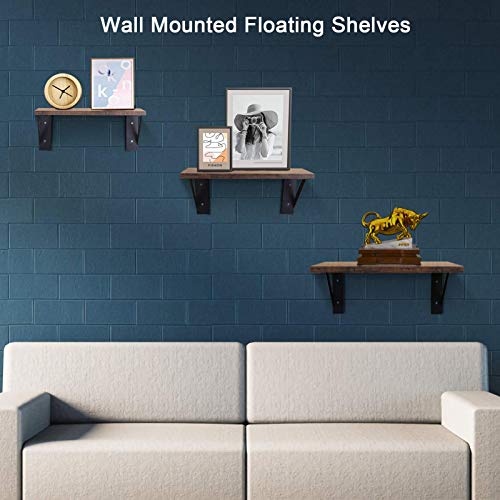 Floating Shelves Wall Mounted Floating Shelves, Display Ledge, Storage Rack for Office - Rustic Wood Wall Shelves Set for 3 Bedroom,Living Room, Kitchen Set of 3 for Bedroom