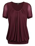 Tunics for Women,Laksmi Women's Casual Simply Loose Fit Party T-shirt Blouse,XX-Large Wine