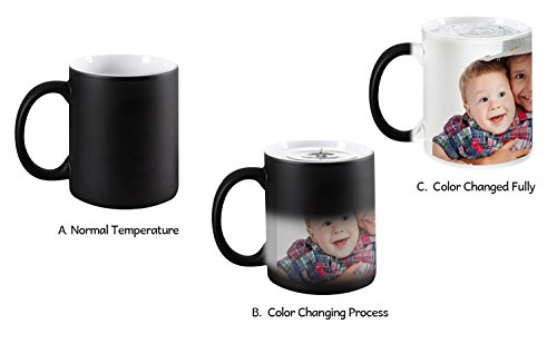 Magic Custom Photo Color Changing Coffee Mug Cup, Personalized DIY Print Ceramic Hot Heat Sensitive Cup Birthday Christmas Gift -Add YOUR PHOTO&TEXT