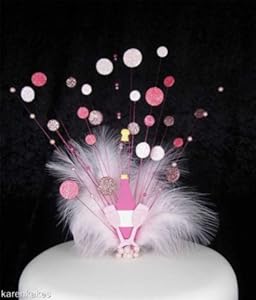 View Pink Champagne Bottle Cake Topper Gif