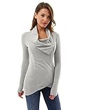 PattyBoutik Women's High-low Hem Pullover Blouse (Light Heather Gray S)