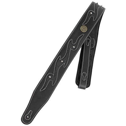 Walker & Williams GD-27 Black Lightning Strap with Gator Inserts, Antiqued Brass Coin & Nailhead Rivets