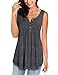 MIROL Womens Spring Sleeveless V Neck Solid Color Casual Swing Shirts Flowy Tank Tops Maternity Blouses with Buttons Gray
