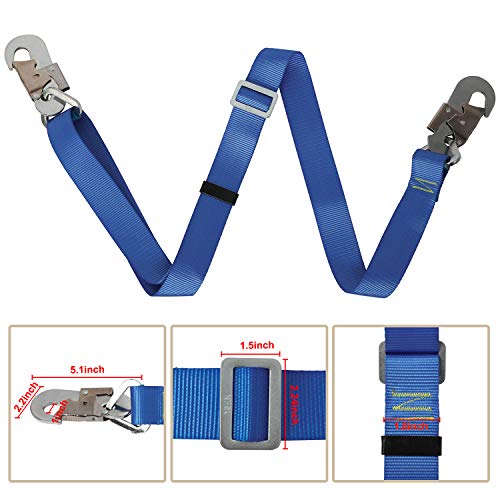 Yaegarden Safety Lanyard Fall Protection Lanyard Adjustable Absorbing Lanyard, 3.08FT to 6.3FT, Outdoor Climbing Harness Belt Restraint Lanyards, with Large Snap Hooks