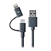 Tech Armor Dual (Lightning/Micro) USB Sync/Charge Cable Compatible with Apple and Android, Tough-Braided Strong Jacket - Space Gray, 6 Feet