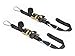 PowerTye 1.5in x 6.5ft Heavy-Duty Yellow-Zinc Ratchet Tie-Down Straps with Soft-Tye and Carabiner Hooks- 1,000 lb Working Load Limit / 3,000 lb Breaking Strength - Made in USA - Black/Black (Pair)