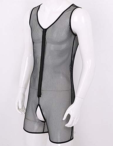 CHICTRY-Body-da-Uomo-Sexy-a-Rete-Lingerie-Hot-Aperto-Catsuit-Trasparente-Biancheria-Intima-Collant-Tuta-Corta-con-Cerniera-Maglietta-Senza-Maniche-Pigiama-Erotico-Mesh-Fishnet