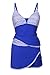 Aleumdr Womens Plunge V Neck Patchwork Striped Tankini Swimsuit with Pantskirt Sexy Tankinis Large Size Blue