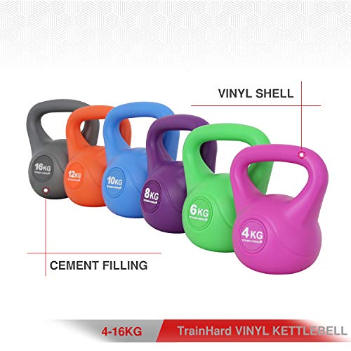 Train-Hard-Kettlebell-4-16-kg-Kugelhantel-Kunststoff-mit-Zement-Fuellung-in-6-Farbig-Studio-Qualitaet-fuer-Krafttraining-Gymnastik-und-Heimtraining-12-KG-Orange
