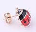 Acefeel 18K Gold Plated Adorable Red Enamel Lucky Ladybug Stud Earrings for Women's Gift E131