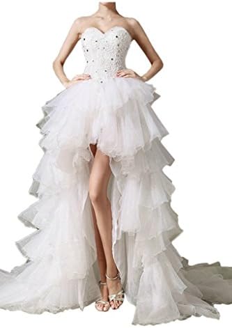 Vienna Bride 2017 New Designer Tiered Hi-Low Wedding Dress For Women-14-White