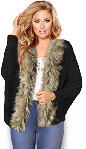 Resort Goddess Winter Jacket For Women Faux Fur Knit Cardigan Warm Soft Furry Sexy