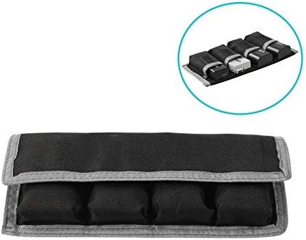 Mekingstudio Nylon DSLR Battery Bag Holder Case Storage with 4 Pocket Pouch for LP-E6 LP-E8 LP-E10 LP-E12, EN-EL14 EN-EL15, NP-FW50 NP-F550 NP-FM500H - Grey