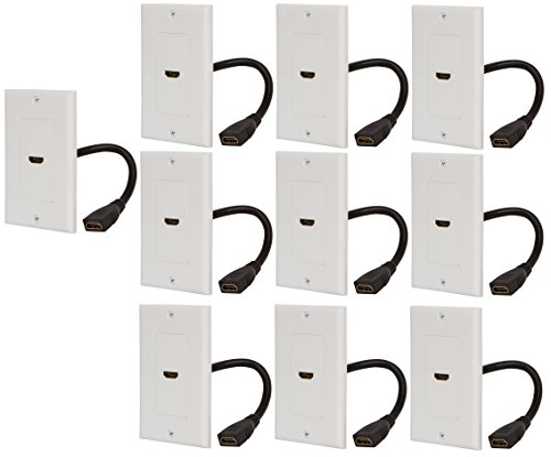 Buyer's Point HDMI Wall Plate [UL Listed] with 6-Inch Pigtail (10, White)