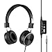 Wired Active Noise Cancelling Headphones with Inline Microphone, Foldable Travel Headphones with Airplane Adapter, On-Ear