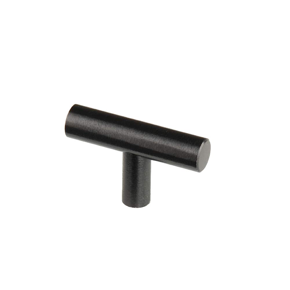 Dreneco 6 Pack Single Hole Cabinet Knobs and Pulls Cupboards Drawers Bedroom Door Handles 50mm/2in Overall Length Brushed Stainless Steel Black