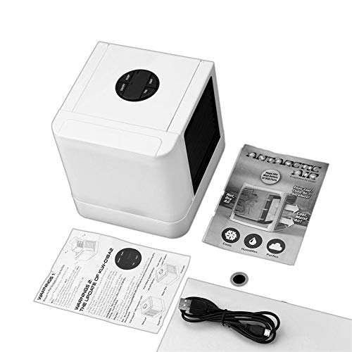 dacyflower Cellar Air Personal Air Conditioner Cooler, LCD Digital Display Water Cooled Fan Humidifier, 5 Portable Mini Size Desktop Fan, Used in Office, Home, Car 375ML