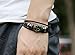 MORE FUN Punk Style Woven Rope Black Leather Triple Brand Bracelet With Metal Clasp (Cross)