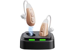 Hearing Aids for Seniors, JINGHAO 2X Rechargeable Behind The Ear Design Hearing Aids, Volume Control, with USB Charging Dock