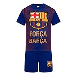 FC Barcelona Official Soccer Gift Boys Sublimation Short Pajamas Blue 8-9 Yrs
