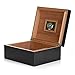 Megacra Cigar Humidor Leather Surface for 25-50 Cigars Desktop Cedar Lined Box with Hygrometer and Humidifier