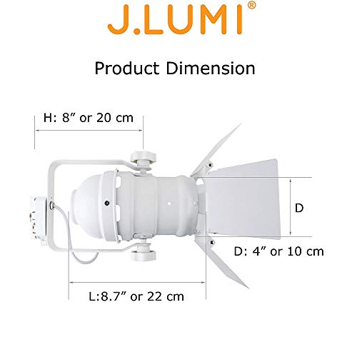 J.LUMI TRK9000W Track Lighting Head | Theater Light with 4-Leaf Barn Doors | Adjustable Tilt Angle | PAR30 Round Can | Compatible Rail RAL1002W (Bulb and Track Not Included)