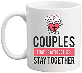 Beautiful Couple Mug, Couples That Pray Together Stay Together, Coffee Mug, White Ceramic, 11 oz