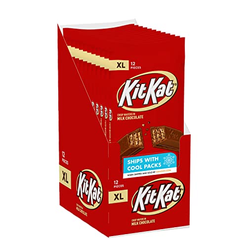 KIT KAT Milk Chocolate, Bulk, Individually Wrapped XL Wafer Candy Bars, 4.5 oz (12 Pieces, 12