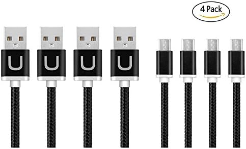 Micro USB Cable, Upow Micro USB 2.0 Charging and Syncing Cable for Android Devices-0.2M/7.9 Inch (4 Pack) (Black)