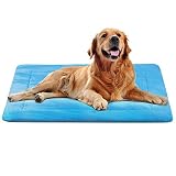 JoicyCo Large Dog Bed Crate Mat 42 in Washable Pet Beds Soft Dog Mattress Anti-Slip Kennel Mats,Blue L