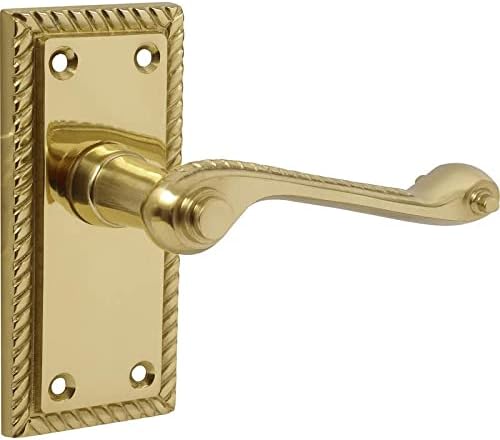 Designer Levers Georgian Roped Design Lever Door Handles Polished Brass Pair