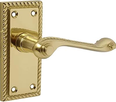 Designer Levers Georgian Roped Design Lever Door Handles Polished Brass Pair