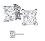 Body Fashion Surgical Steel Choice of 6 Sizes Square Basket Set Crystal Diamond Unisex Mens Stud Earrings