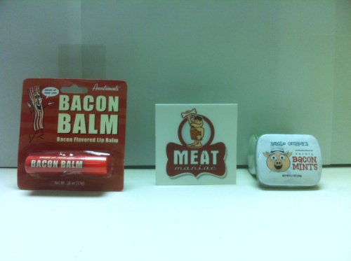 MEAT MANIAC Bacon Lovers Combo Gift Pack with Sticker- Bacon Lip Balm & Bacon Mints