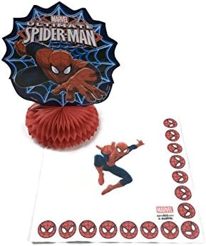 Marvel Spider-Man, (20) Napkins, (3) 6" Honeycomb Tabletop Decorations for Kids Birthday Party