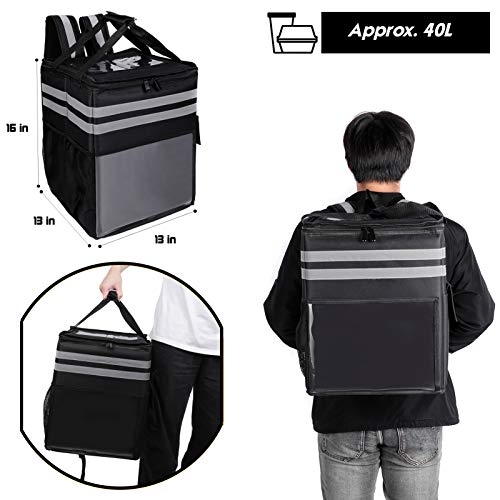 cherrboll XL Insulated Pizza Delivery Backpack, Commercial Thermal Food Delivery Bag with 3