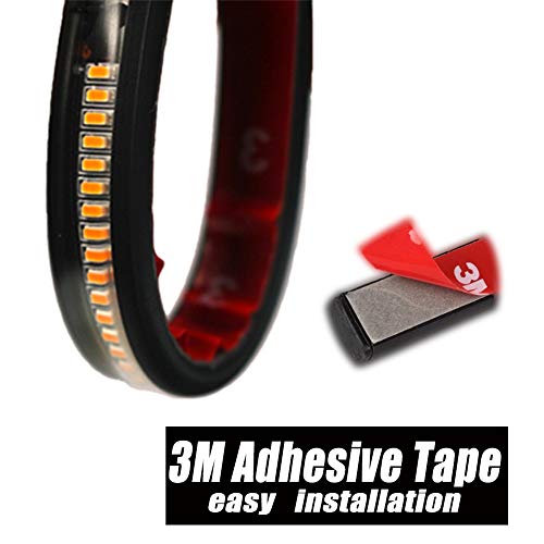 Motorcycle Fork Amber LED Turn Signal Strip Lights Kit Super Bright for Harley Davidson Front Rear Turning Indicator Lights Universal Victory Motorbike Lamps Waterproof and Durable (2Pcs, 39mm-70mm)