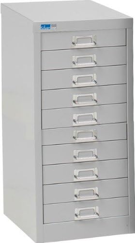 Silverline 10 Drawer Lockable Multi Drawer Cabinet Light Grey