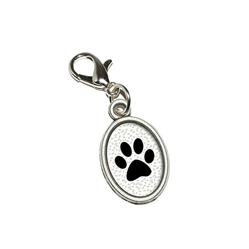 Graphics and More Paw Print of Awesomeness Black White Antiqued Bracelet Pendant Zipper Pull Oval Charm with Lobster Clasp