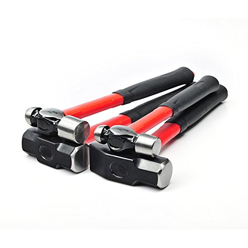 Hampous 4-Piece Hammer Set With Fiberglass Handle(16 oz Ball Pein Hammer, 24oz Ball Pein Hammer ,3 lb Sledge Hammer,3 lb Cross Pein Hammer)