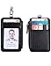 RFID Badge Holder with Zipper | PU Leather ID Badge Card Holder Wallet with 5 Card Slots | RFID Blocking On Both Sides | Detachable 18