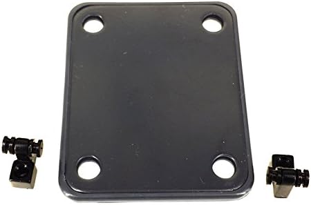 GreentenBlack 4 Bolt Neck Plate Plain,Roller String Trees String Tree Guide Retainer with Screws for FD Strat Tele Basses Replacement