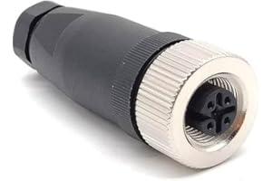 Elecbee M12 Connector 4 Pin Femle A Code Straight Screw-Joint Unshielded for 22AWG 0.34mm² Cable