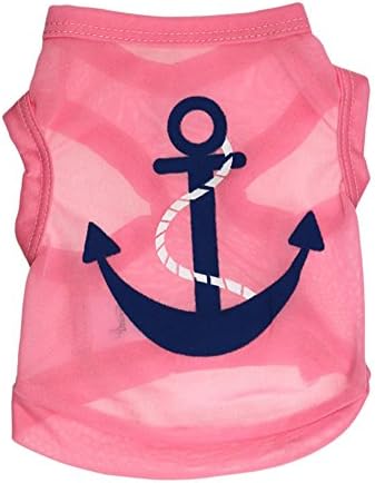 BB Gossip Cute Anchor Print Funny Clothes T-shirt for Dogs Cats Summer Large Pink